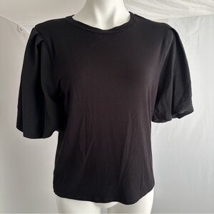 Ariella black stretch puff sleeve top